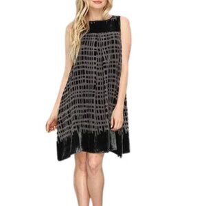 MUSE Burnout Velvet Babydoll Swing Sleeveless Gray Dress Holiday Size 8